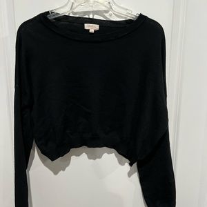 Ambiance Black Long Sleeve Crop Sweater, Sz Juniors L